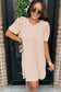 Parchment Corded Knit Crew Neck Puff Sleeve Shift Mini Dress