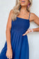 Blue Spaghetti Strap Smocked Ruffled Wide Leg Jumpsuit