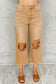 Brown Distressed High Waist Cropped Flare Jeans