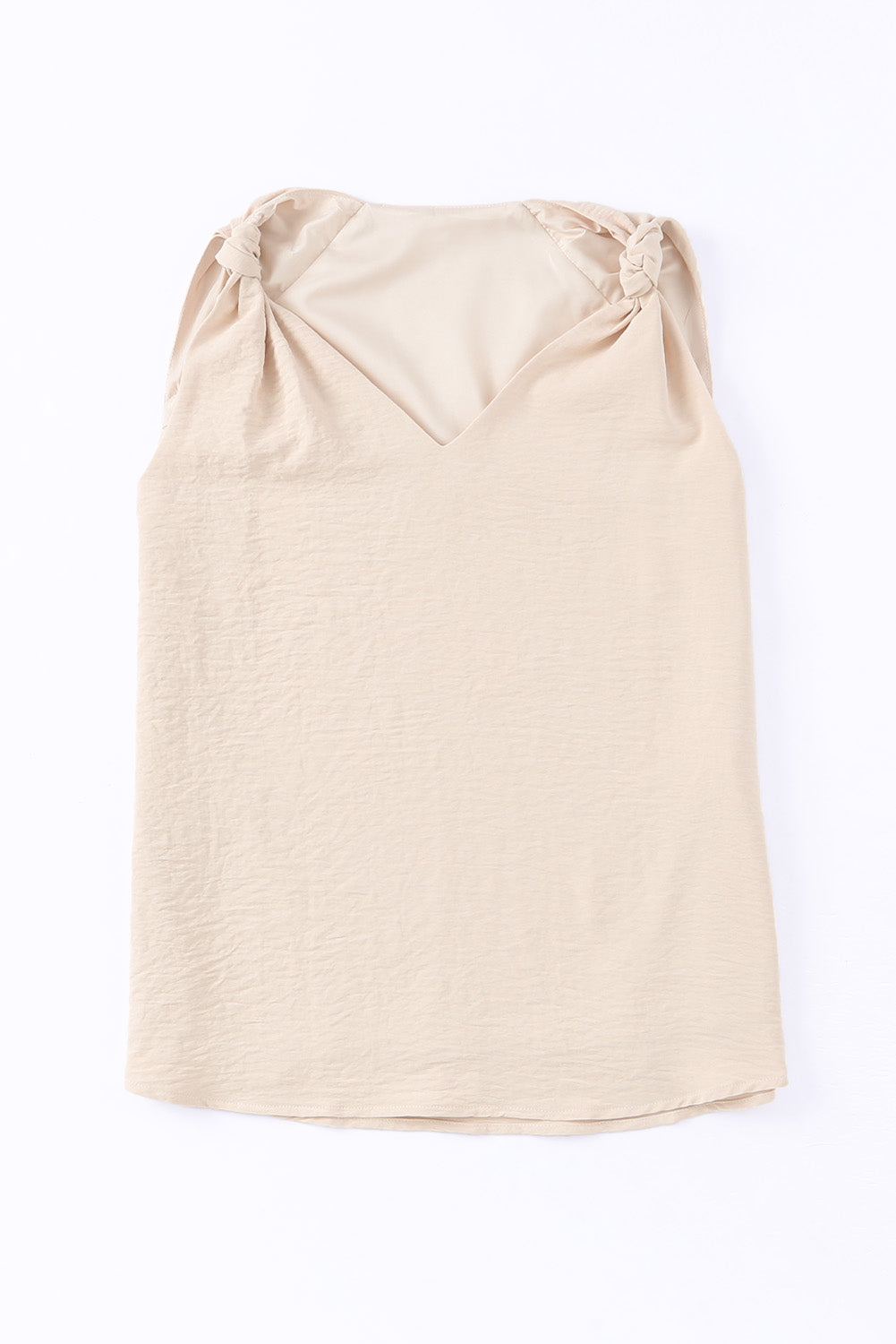 Apricot V Neck Knotted Shoulder Tank