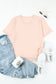 Pink Solid Color Crew Neck Tee