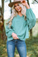 Split V Neck Green Dolman Top