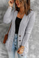 Gray Front Pocket and Buttons Closure Cardigan