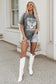 Gray Guitar Graphic Print Oversized T Shirt