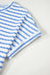 Black Stripe Knitted Short Sleeve Top and Drawstring Shorts Set