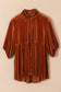 Chestnut 3/4 Sleeve Tunic Babydoll Velvet Shirt