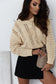 Khaki Cable Knit Drop Shoulder Sweater