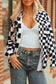 Green Checkerboard Flap Pocket Button Front Shacket