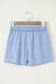 Sea Green Mineral Washed Drawstring Elastic Waist Raw Cut Shorts