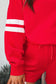 Orange Varsity Striped Sleeve Drop Shoulder Sweatshirt and Short Set