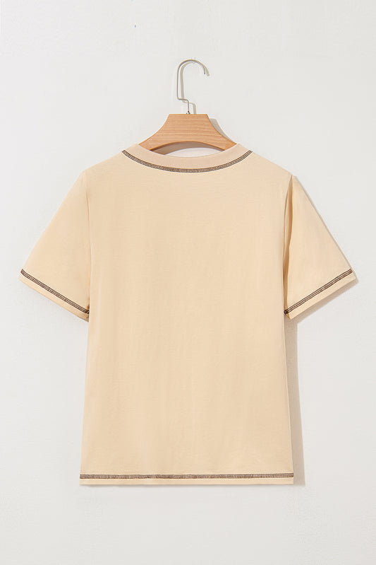 Apricot RODEO Horseshoe Embroidered Patch Pocket T Shirt