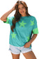 Aruba Blue Frayed Denim Star Patched Oversize T Shirt