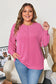 Bonbon Spiral Ribbed Exposed Seam Detail Plus Size Long Sleeve Top