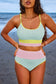 Rose Red Color Block High Waisted Sexy Bikini Set