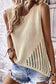 Beige Pointelle Detail Knit Sweater Top