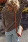 Dark Brown Contrast Cable Knit Sleeve Casual Sweater
