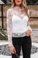 Black Sheer Floral Lace Mesh Mock Neck Long Sleeve Top