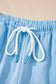Mint Green V Neck Drop Shoulder Tee and Patchwork Drawstring Shorts Set