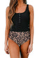 Black Square Neck Sleeveless Fashion Print Tankini Set