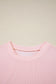 Corded Knit Color Block Pocketed Crew Neck T Shirt