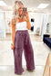 Wild Ginger Mineral Wash Lace-up High Waist Raw Hem Patched Pocket Pants