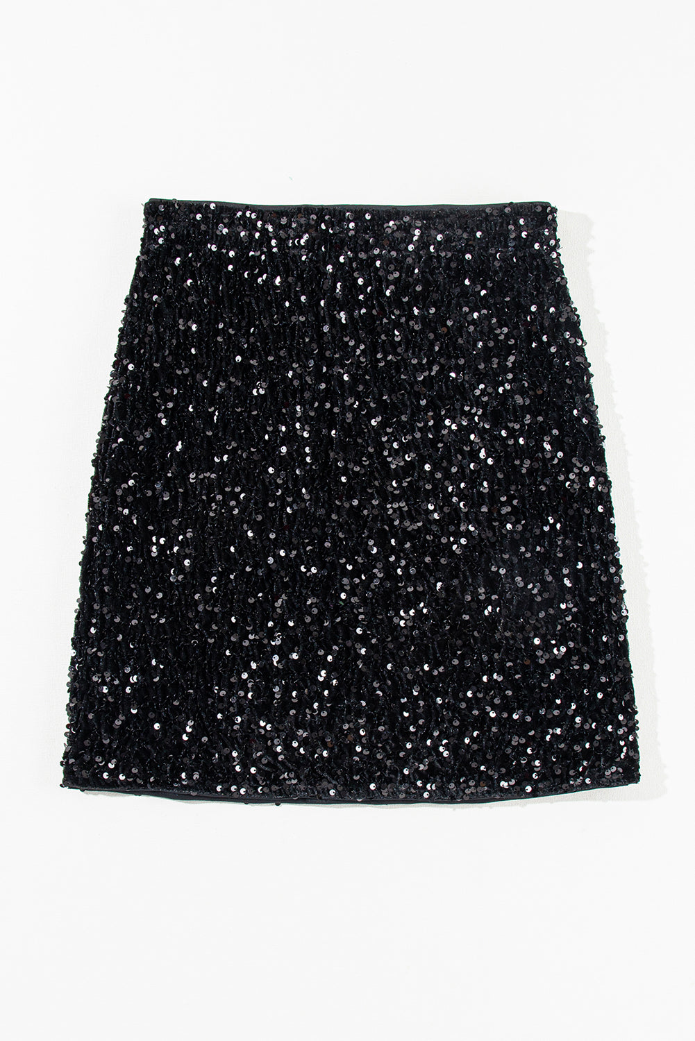 Black Sequin Bodycon Mini Skirt