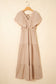 Textured V Neck Flutter Sleeve Ruffled Maxi Dress