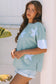 Aruba Blue Frayed Denim Star Patched Oversize T Shirt