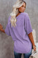 Purple Exposed Seam Half Sleeve Knitted V Neck Textured Top