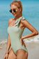 Laurel Green Knotted One Shoulder One-piece Swimsuit