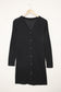 Black Solid Color Open-Front Buttons Cardigan