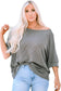 Gray Boatneck Batwing Sleeve Cording Blouse