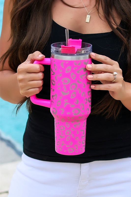 Rose Leopard Spotted Stainless Double Insulated Cup