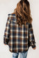 Black Plaid Pattern Sherpa Lined Hooded Shacket