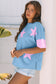Aruba Blue Frayed Denim Star Patched Oversize T Shirt