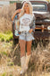 Multicolour Asymmetric Printed Patchwork Sleeve Peace Desert Graphic Top