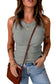 Solid Gray Round Neck Ribbed Tank Top