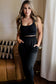 Black Plus Size Frill High Waist Pocketed Soft Pants