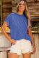 White Textured Knit Exposed Stitching T-shirt