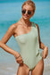 Laurel Green Knotted One Shoulder One-piece Swimsuit