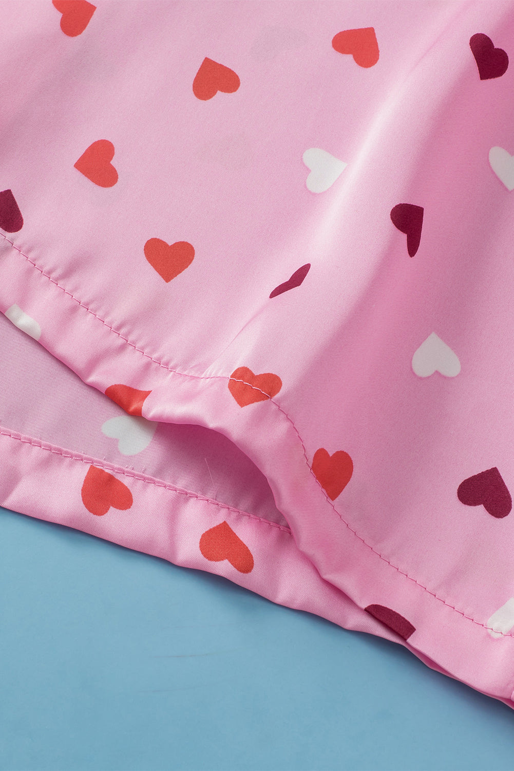 Pink Valentine Heart Shape Print Plus Size Sleepwear