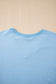Mint Green V Neck Drop Shoulder Tee and Patchwork Drawstring Shorts Set