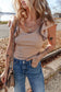 Smoke Gray Ribbed Knit Ruffled Shoulder Slim Fit Tank Top