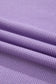 Purple Exposed Seam Half Sleeve Knitted V Neck Textured Top