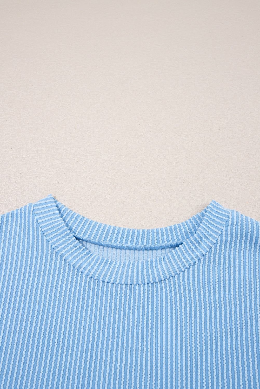 Corded Knit Color Block Pocketed Crew Neck T Shirt