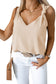 Apricot V Neck Knotted Shoulder Tank