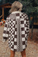 Brown Checkered Print Patchwork Corduroy Shacket