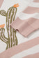 Apricot Western Desert Cactus Print Plus Size Button Cardigan Sweater