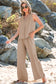 Black Buttoned Vest Drawstring Wide Leg Pants 2pcs Set