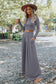 Gray Solid Color Ribbed Crop Top Long Pants Set